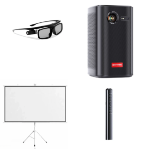 Byintek P70 Projector + 100inch screen + laser remote + 3D glasses